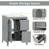 Modern Bathroom Vanity With Sink, Cabinet With 2 Drawers And Door, Adjustable Shelf