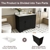 Bathroom Vanity Set, Fluted Cabinet, Soft Close Doors With Drawers, Single Faucet Hole, Sink Included - Black