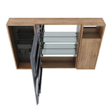 Wall Mounted Bathroom Mirror Cabinet With Soft Close Door, Storage Cabinet - Imitative Oak