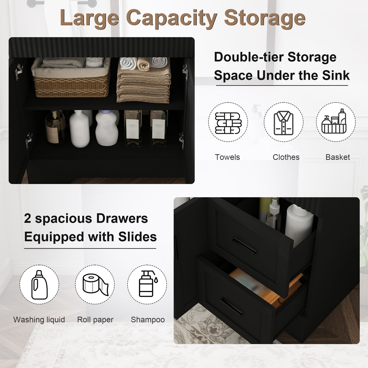 Modern Bathroom Vanity With 2 Drawers