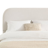 Linton - Queen Size Upholstered Platform Bed - Cream White / Light Grey / Camel Oak