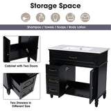Bathroom Vanity With Sink, 2 Doors 2 Drawers, Freestanding Design