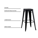Backless Lightweight Bar Stools (Set of 2) - Black