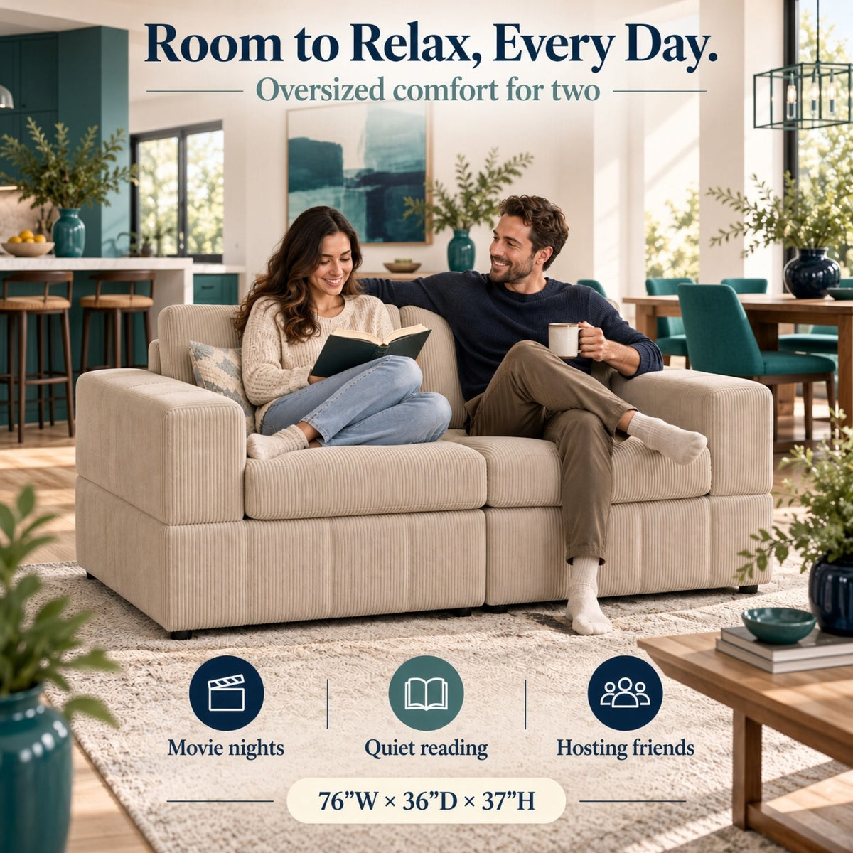 Oversized Modular Loveseat Set
