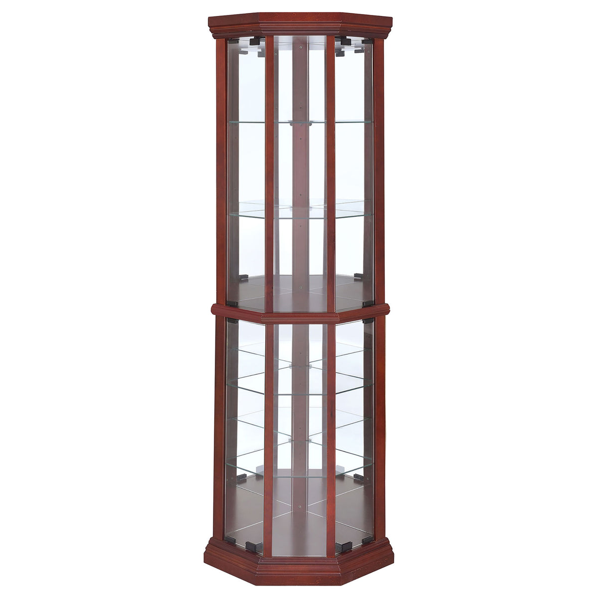 Jacob - 6 Shelf Curio Display Cabinet - Red / Brown