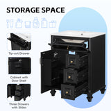 Freestanding Bathroom Vanity With Sink, 3 Drawers & Flip-Out Drawer