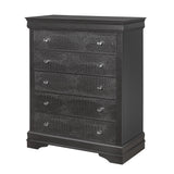 Shaker - 5 Pieces Bedroom Set With Crystal Inspired Tufted Headboard And LED Lighting