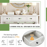 Classic Retro Style Console Table With 3 Top Drawers And Open Style Bottom Shelf - Antique White