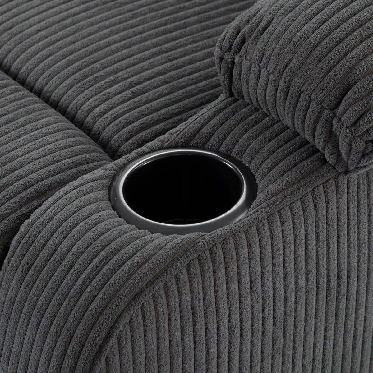 Adjustable Manual Recliner, Ergonomic Lounge Chair With Phone Holder And 2 Cup Holders