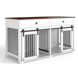 Weston Furniture-Style Double Dog Crate with Sliding Barn Doors and Removable Divider