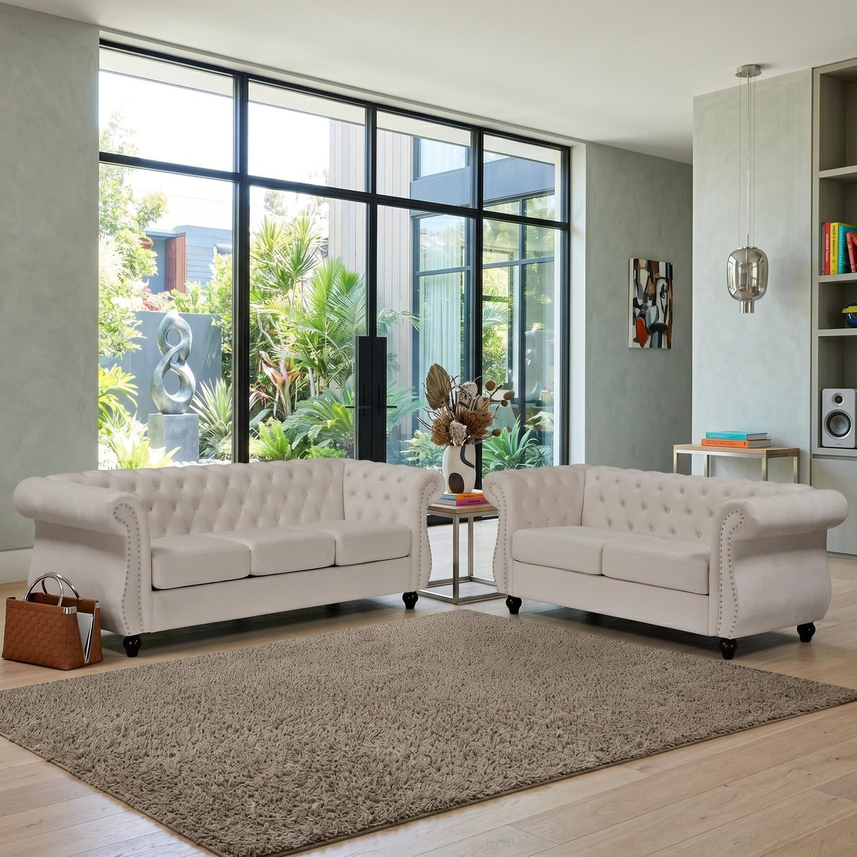 Chesterfield Button Tufted Loveseat With Rolled Arms