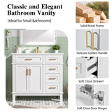 Modern Bathroom Vanity With Sink, Soft Close Doors, 4 Storage Drawers