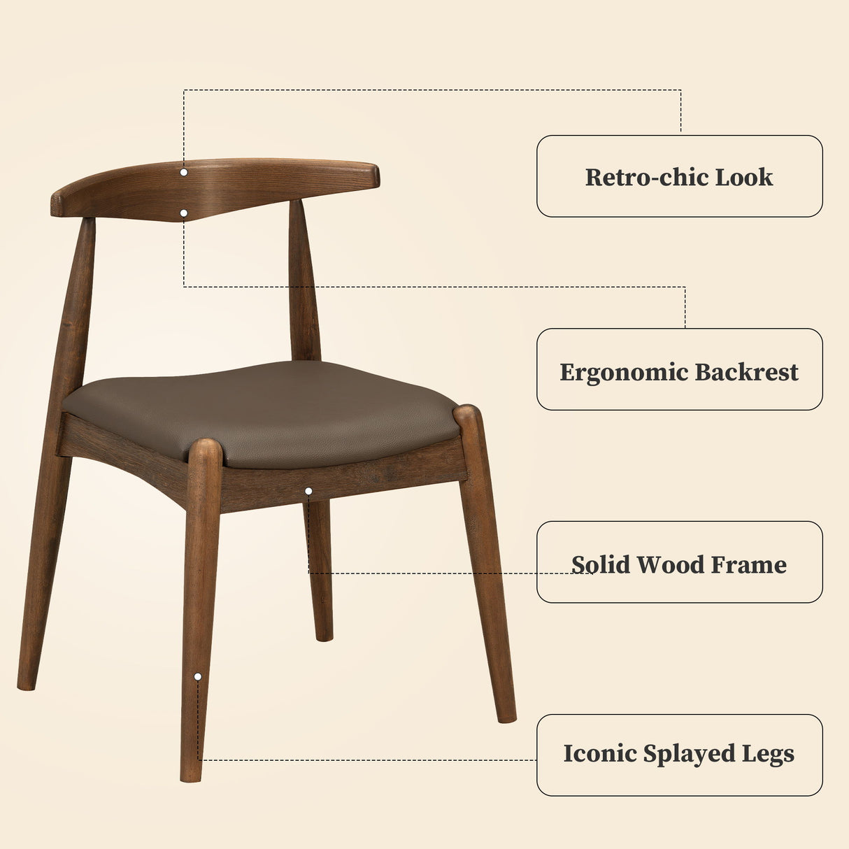 Dining Chairs With Ergonomic Backrest (Set of 2)