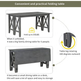 Foldable Dining Set For 6 With 4 Chairs And Bench, Space Saving Design - Gray