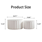 Round Storage Table Set With Lift Off Lid, Nesting Design, Elegant Curved Edge Shape For Living Room - Cream White
