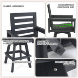Outdoor Swivel Bar Chair, Ladderback With Wide & Thickened Frame