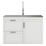 Hennessy - Laundry Utility Sink And Cabinet With Dual Sink And Pull Out Faucet - White