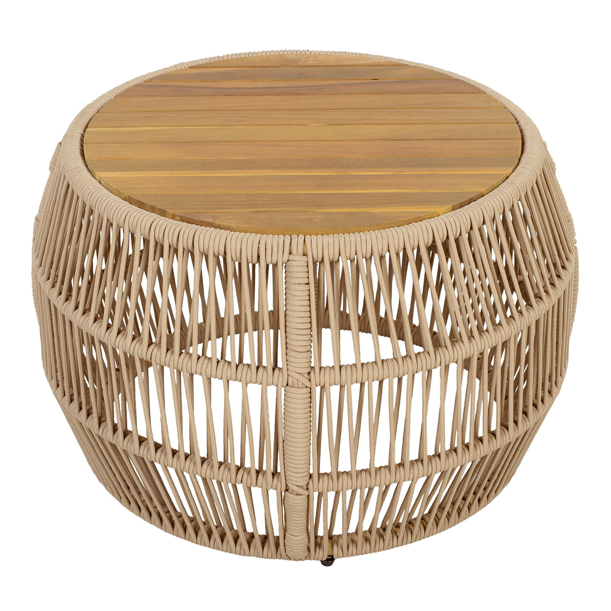 Round Side Table With Rope Frame