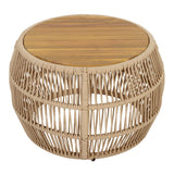Round Side Table With Rope Frame