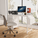 Office Desk With Power Outlet, 3 Drawers And Side Pocket For Office - White