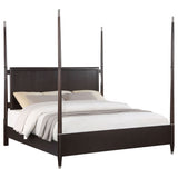 Niguel - Queen Size 4 Poster Bed With Finials, Floating Headboard - Brown
