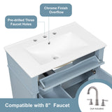 Modern Bathroom Vanity With Sink, Freestanding Cabinet With Flip Drawer & Adjustable Shelf