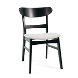 Dining Chairs With Upholstered Seat (Set of 2) - Black / Light Beige