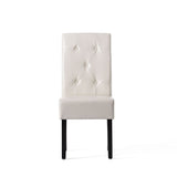Carter - 5 Tuft Dining Chair With Button Tufted Backrest And Espresso Legs - Ivory