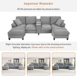 Modern U - Shaped Sectional Sofa With Storage Ottomans, USB Ports, And Cup Holders