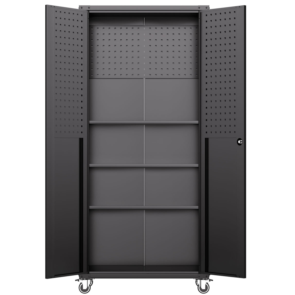 Garage Storage Cabinet With Wheels Heavy-Duty Tool Storage - Black