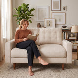 Loveseat Sofa, Tufted Back Upholstered 2 Seat Couch