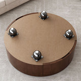 Round Coffee Table With 2 Drawers For Living Room - Walnut Brown / White / Multi