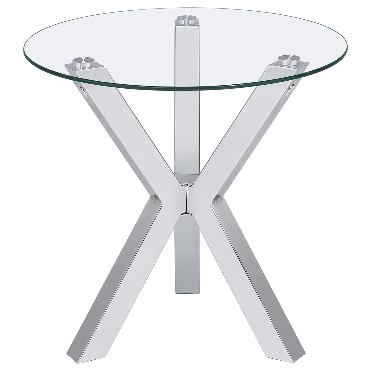 Alexa - Round Tempered Glass Top End Table - Chrome