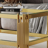 Coffee Table With Double Tier, Rectangular Design - Gold