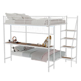 Bunk Bed With Built In Desk And LED Lighting