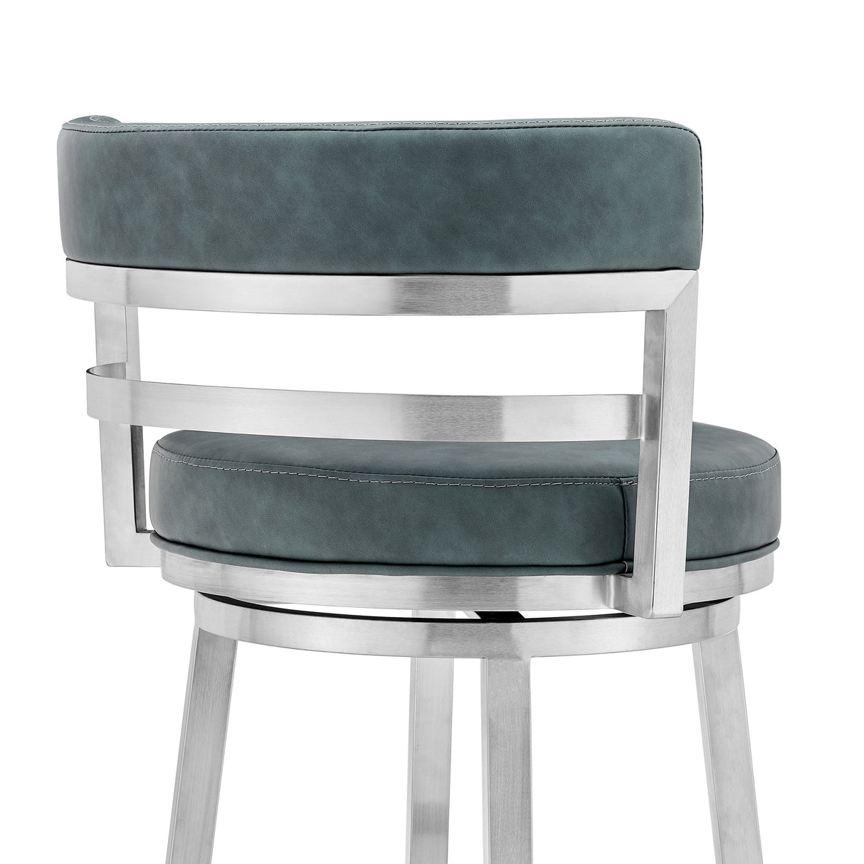 Titana - Swivel Faux Leather And Brushed Stainless Steel Bar Stool