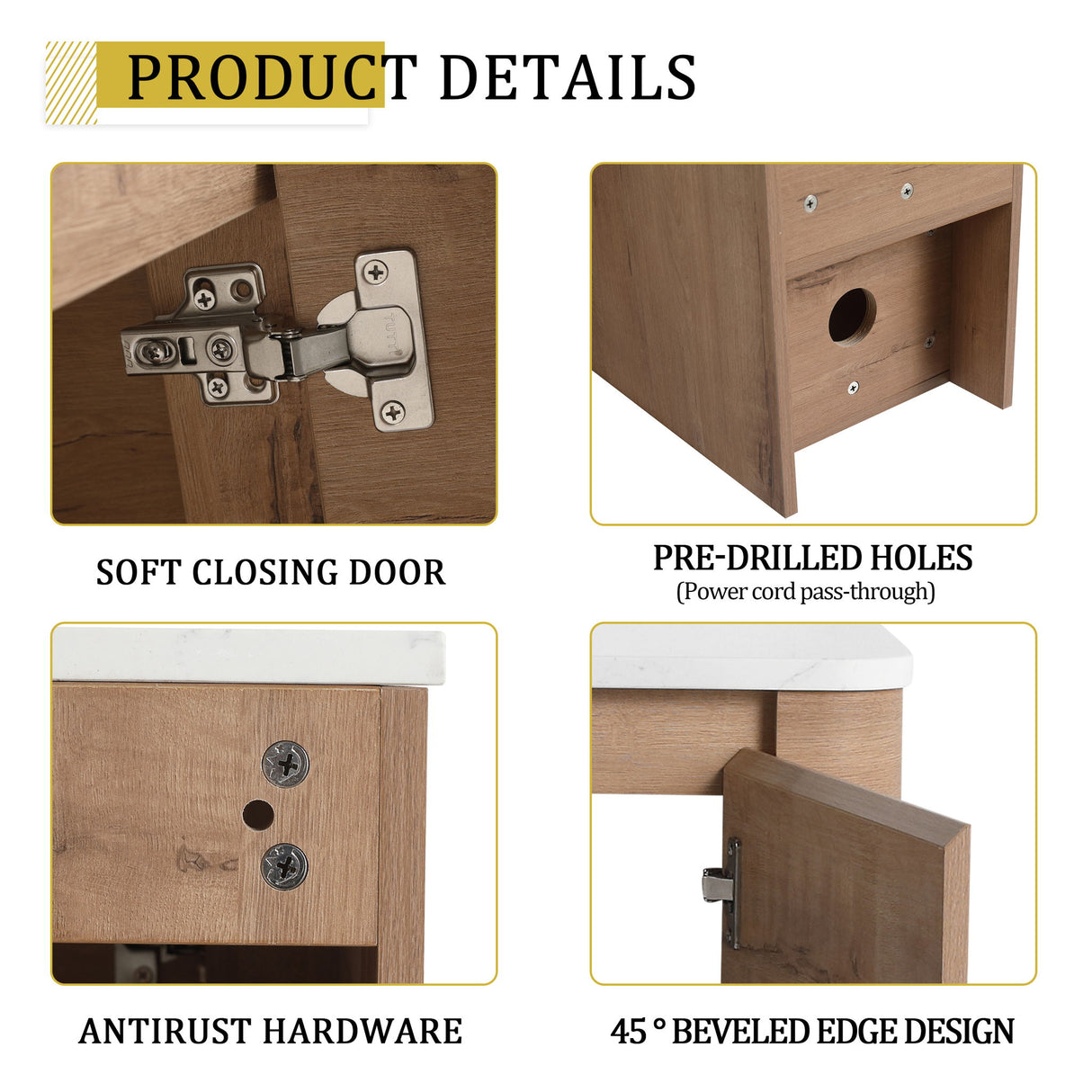 Wall Mounted Bathroom Vanity With Art Sink, 1 Storage Shelf, Soft Close Door