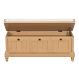 Shoe Bench With Cushion And 3 Drawers - Natural