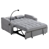 Modern Velvet Loveseat Futon Sofa With Pullout Bed, Adjustable Reclining Backrest, Toss Pillows