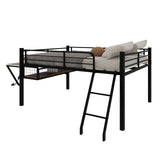 Loft Bed With Built In Desk, LED Light Strip