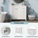 Bathroom Vanity With Sink Combo, 2 Soft Close Doors And 5 Drawers