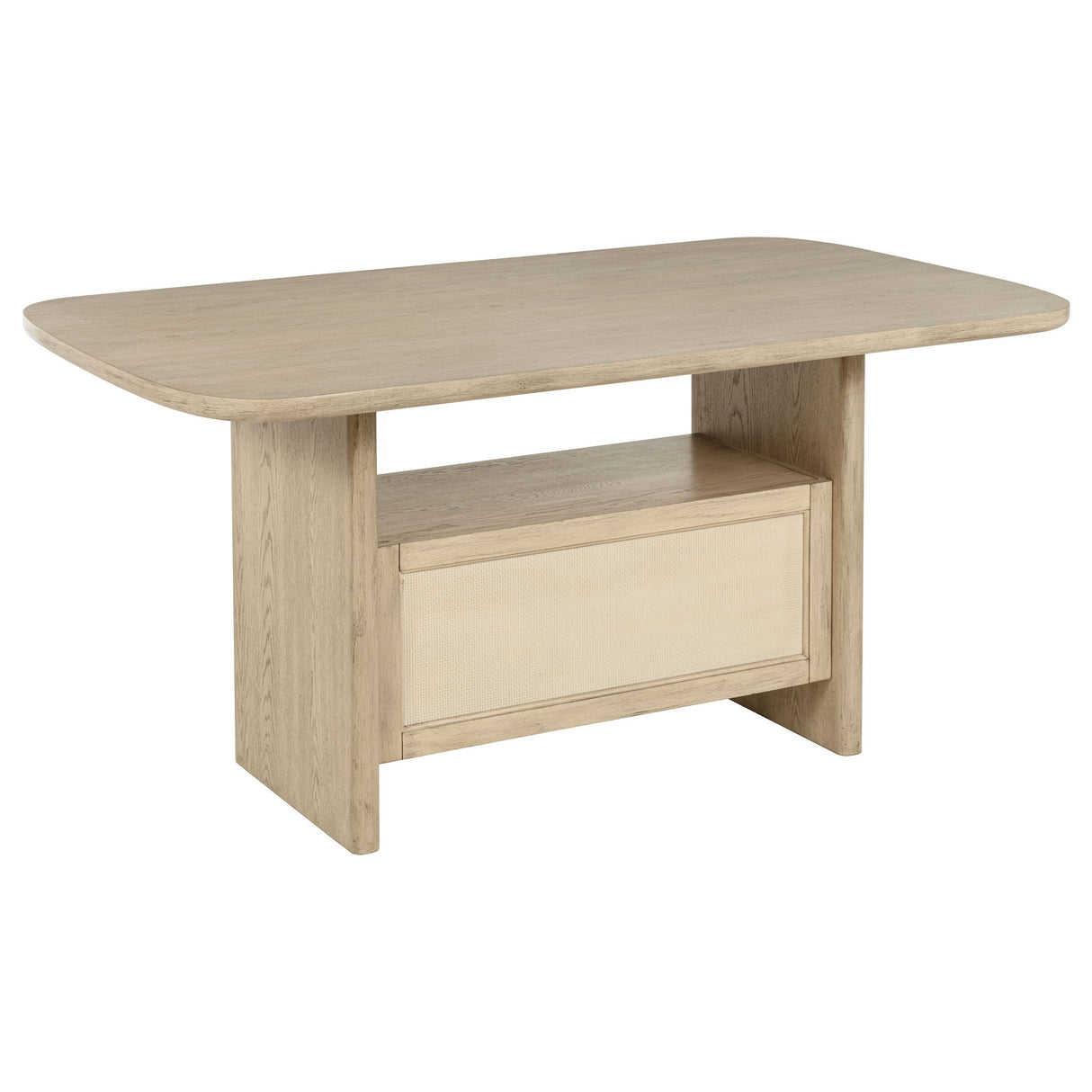 Kimpton - Counter Height Dining Table With Storage Cabinet And Shelves - Beige