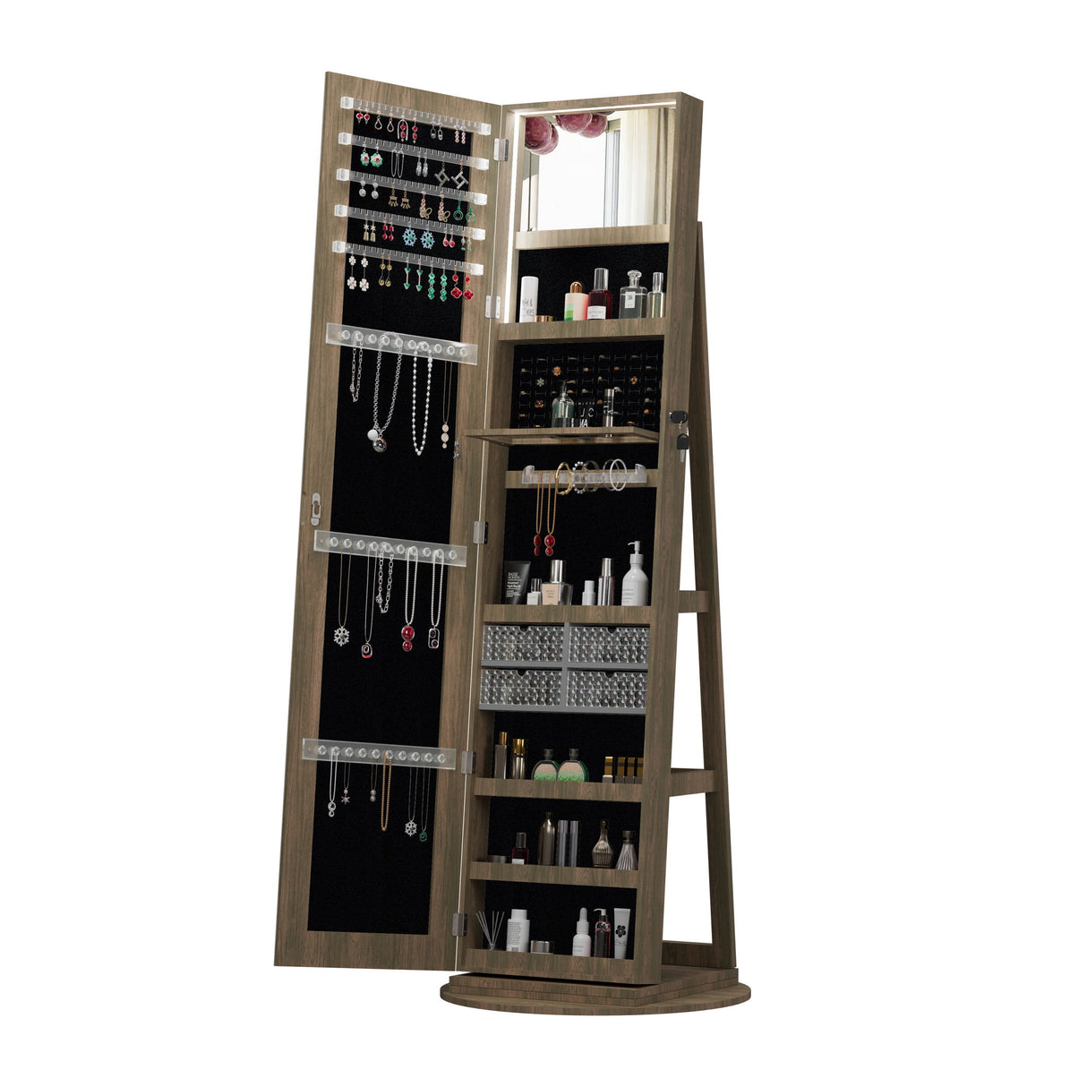 Swivel Jewelry Cabinet With Full Length Mirror