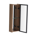 10" Bathroom Wall Mirror Cabinet With Door, Adjustable Shelf - Imitative Oak