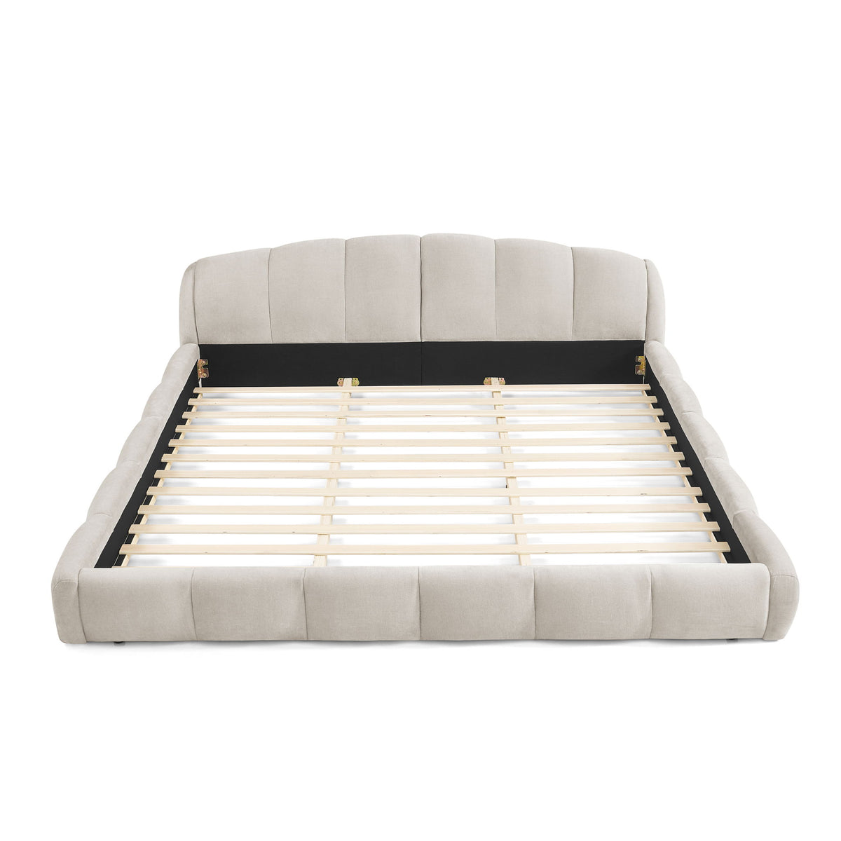 Upholstered Platform Bed Frame, Low Profile Floor Bed, No Box Spring Required