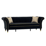 3 Seater Sofa With Rolled Arms, Vertical Channel Tufted Backrest