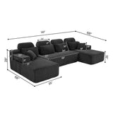 Sectional Sleeper Sofa & Storage Pockets, Modular Couch With Throw Pillows For Living Room