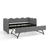 Gingham Daybed With USB Charging Port, Wave Shaped Design
