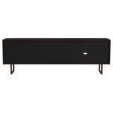 Manaya - 2 Door Stand With Open Shelving And Hidden Storage - Charcoal Black