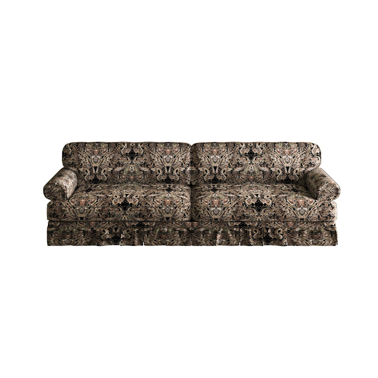 Luxuriously Comfortable Cloud Couch Sofa With Elegant Rolled Arms & Pleated Skirt Design